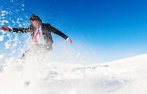 Homme d'affaires snowboard — Photo