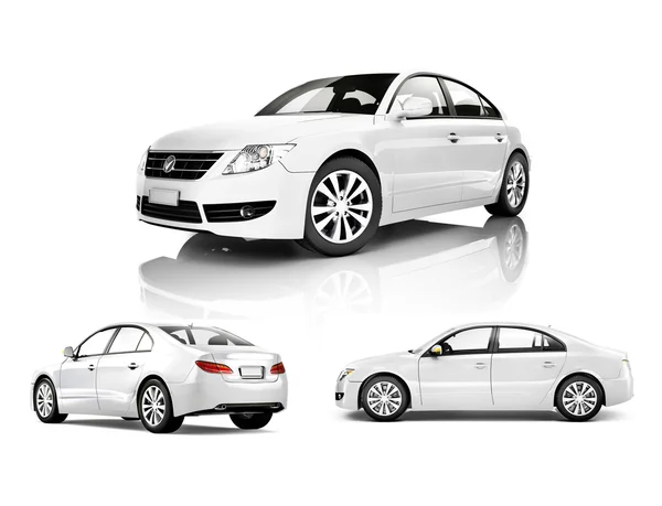 Three Dimensional Image of a White Car — Stock Photo, Image
