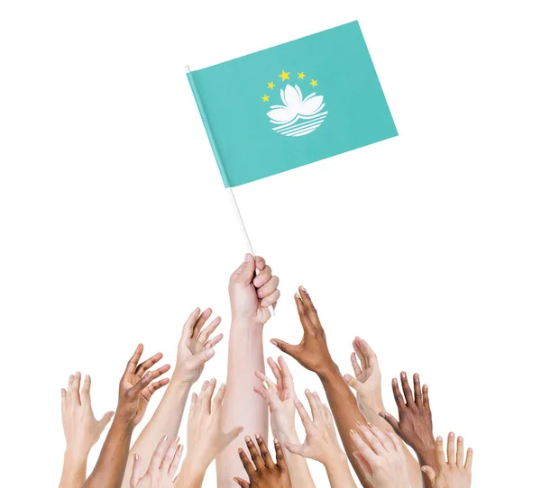 Arms Raised for Flag of Macau — Stock Photo, Image