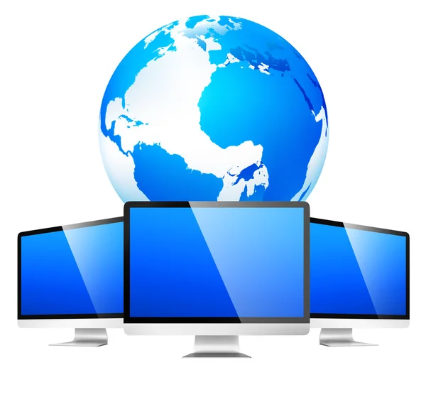 Rete globale con monitor — Foto Stock