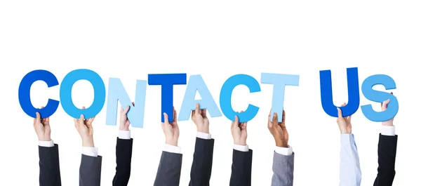 Business People Holding Contact Us — Stockfoto