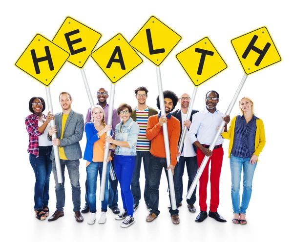 People Holding Sign That Reads Health — Stock Photo, Image