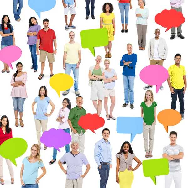 Diverse People with Speech Bubbles — Stock Photo, Image