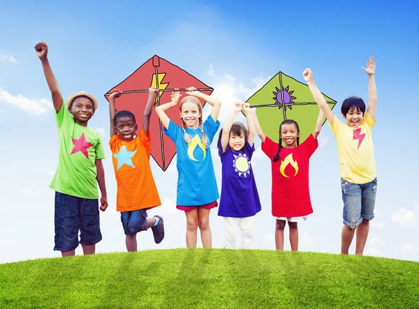 Children Playing Kites — Stock Photo, Image