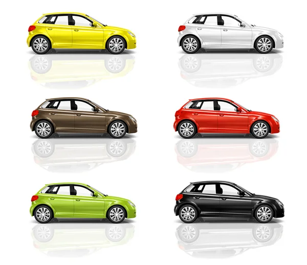 Multicolored New Modern Cars — Stock Photo, Image