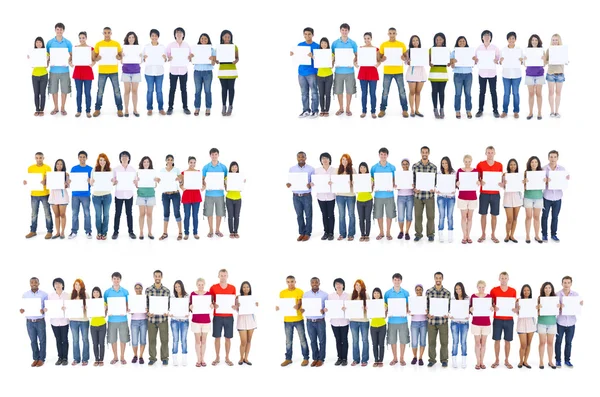 Large Group of People Holding Board — Stock Photo, Image