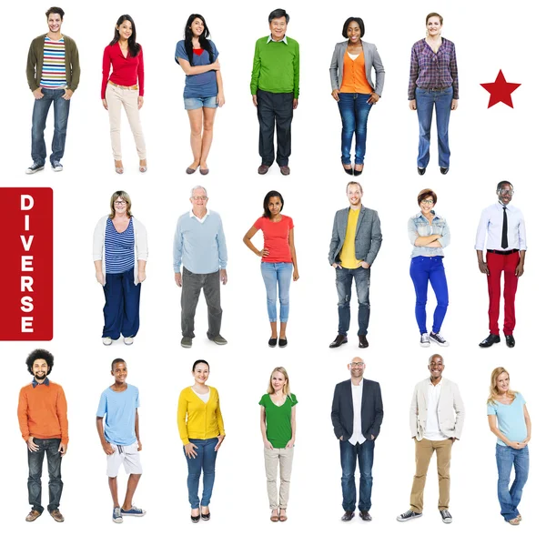 Groep van Diverse multi-etnisch kleurrijke mensen — Stockfoto
