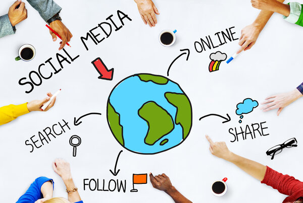 Hands with Social Media Concepts