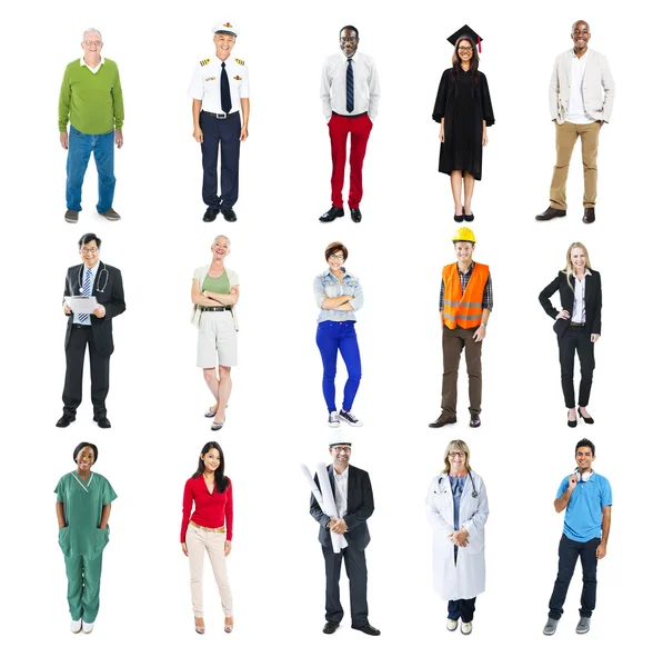 Pessoas multiétnicas com empregos diferentes — Fotografia de Stock