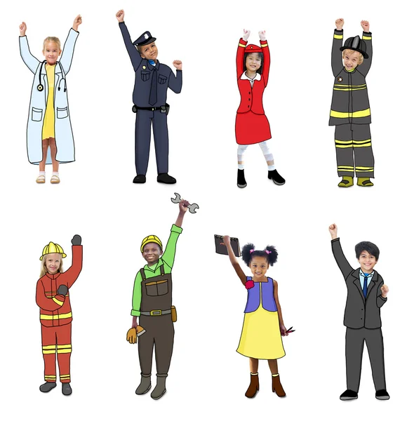 Children Wearing Future Job Uniforms — Stock Photo, Image