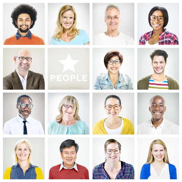 Retrato de gente alegre colorida multiétnica —  Fotos de Stock