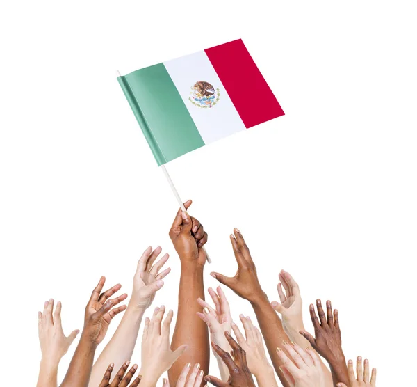 Arms Raised for Flag of Mexico — Stock Photo, Image