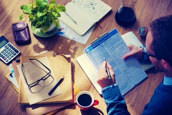 Hipster Man Filing In Application Form — Stock Photo, Image