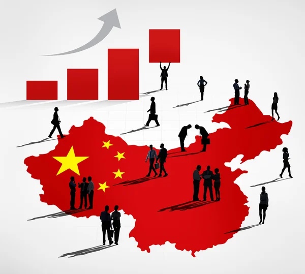 Business People On Chinese flag — Stock Photo, Image