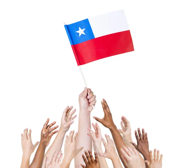 Hand met Chili Republiek vlag — Stockfoto