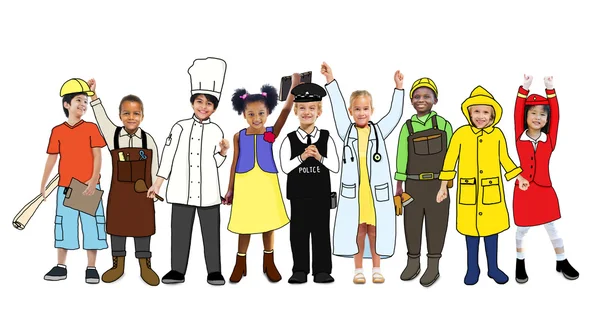 Divers enfants avec diverses professions Concept — Photo