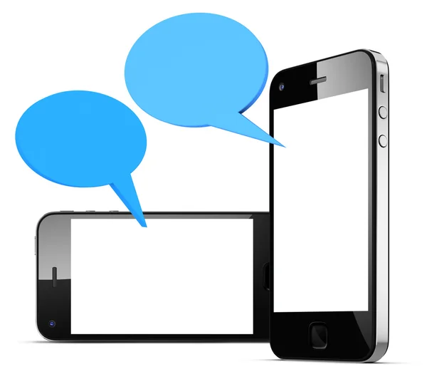 Speech bubbles with smart phones — Stock Photo, Image