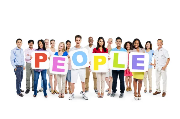 People Holding Word 'People' — Stockfoto