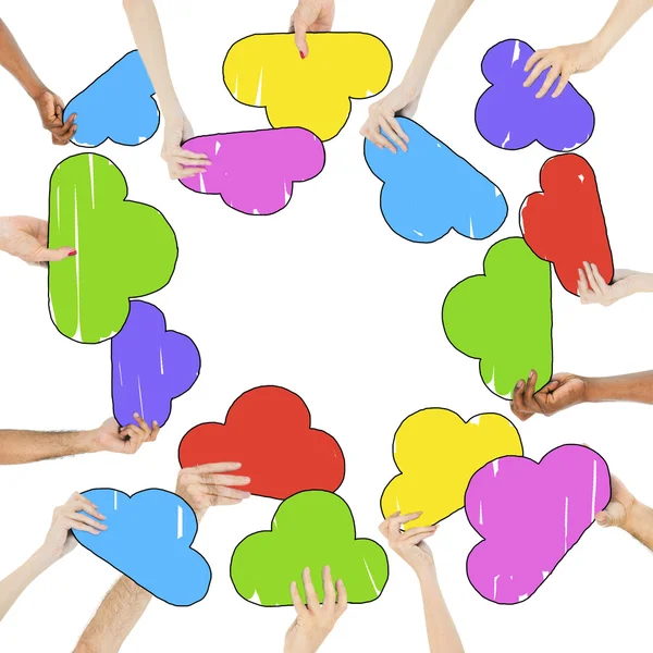 People and Colorful Speech Bubbles — Stock Photo, Image