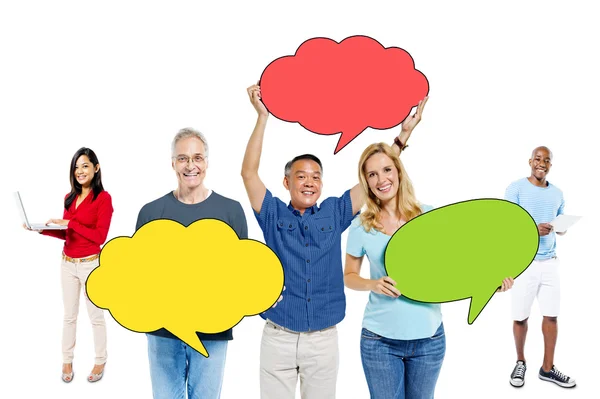 Diverse People with Speech Bubbles — Stock Photo, Image