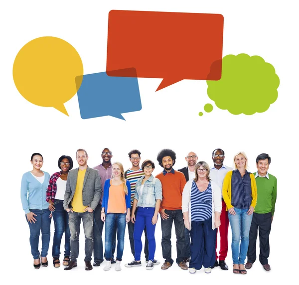 Group of People and Speech Bubbles — Stock Photo, Image