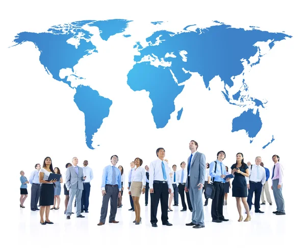 Business people and world map — Stock Photo, Image
