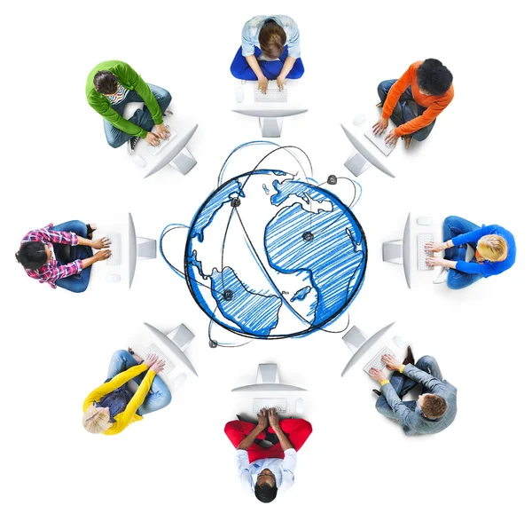 People and Computer Network Concepts — Stock Photo, Image