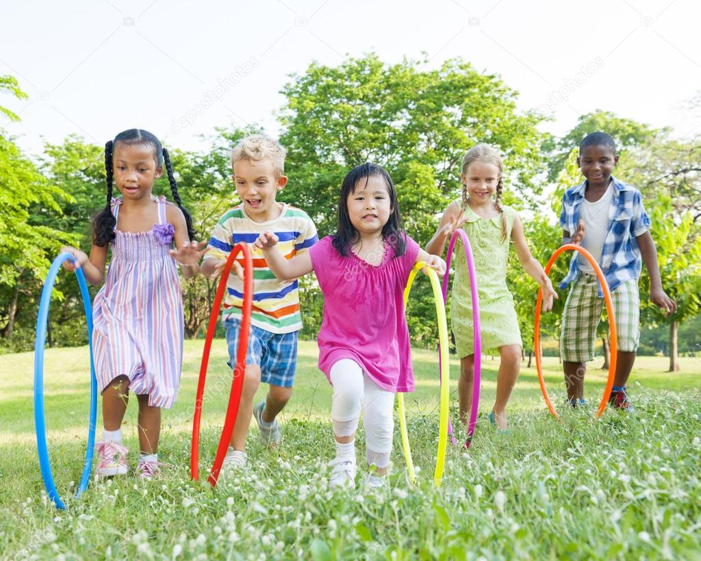 Children with Hula Hoops