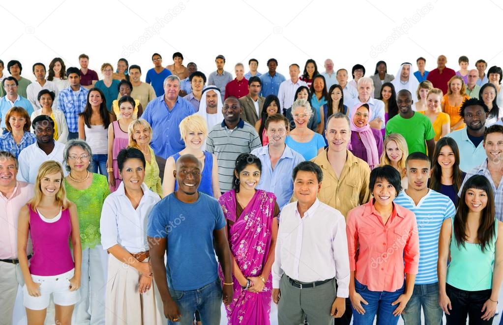 large multi-ethnic group of people