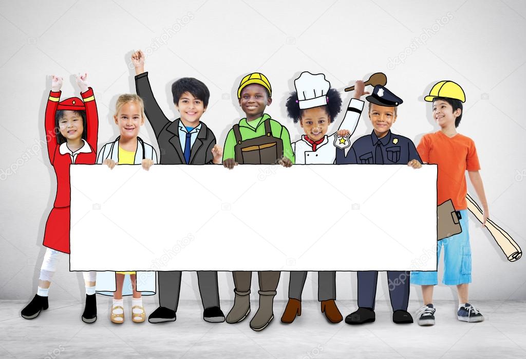 Children Wearing Future Job Uniforms