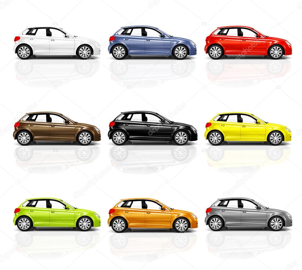 Multicolored 3D Modern Cars