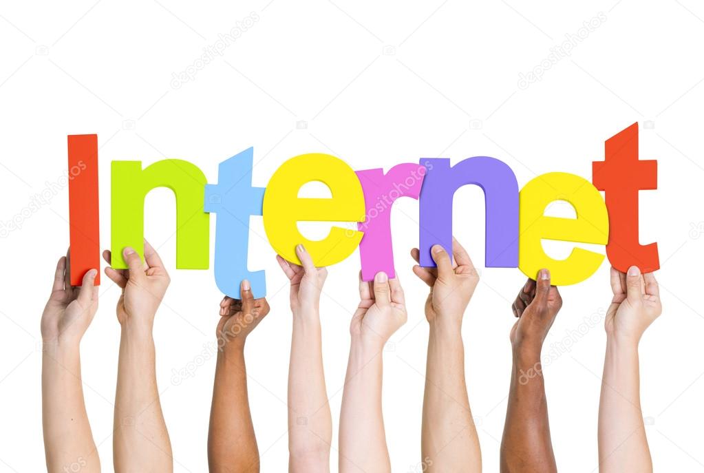People Holding Word Internet