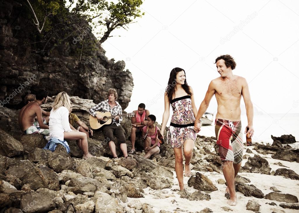 People gathering on beach