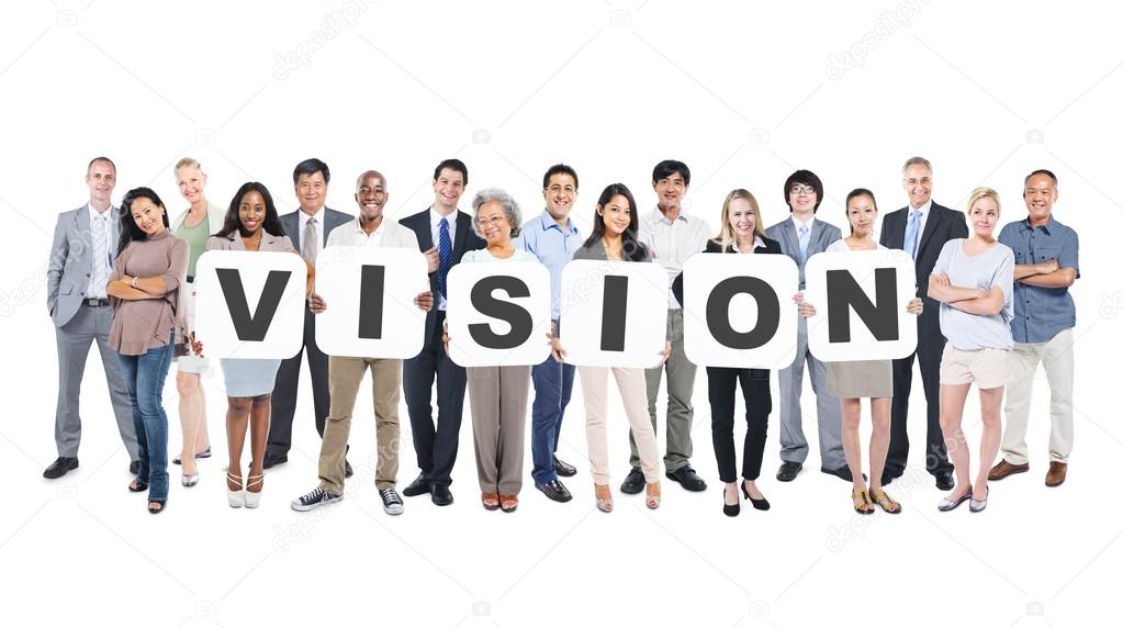 People Holding Letters Form Vision