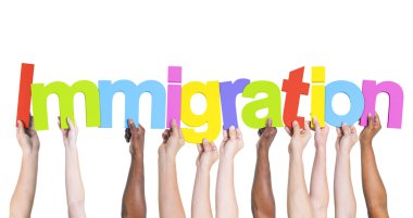 Hands Holding Word Immigration clipart