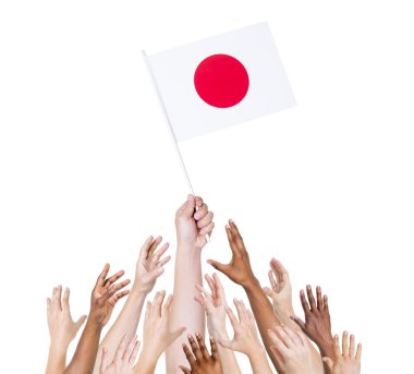 insanlar holding Japonya bayrağı