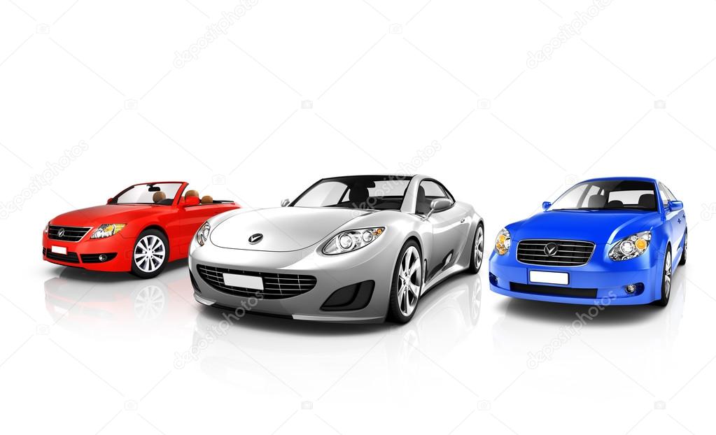 Three Multicolored Elegant Cars