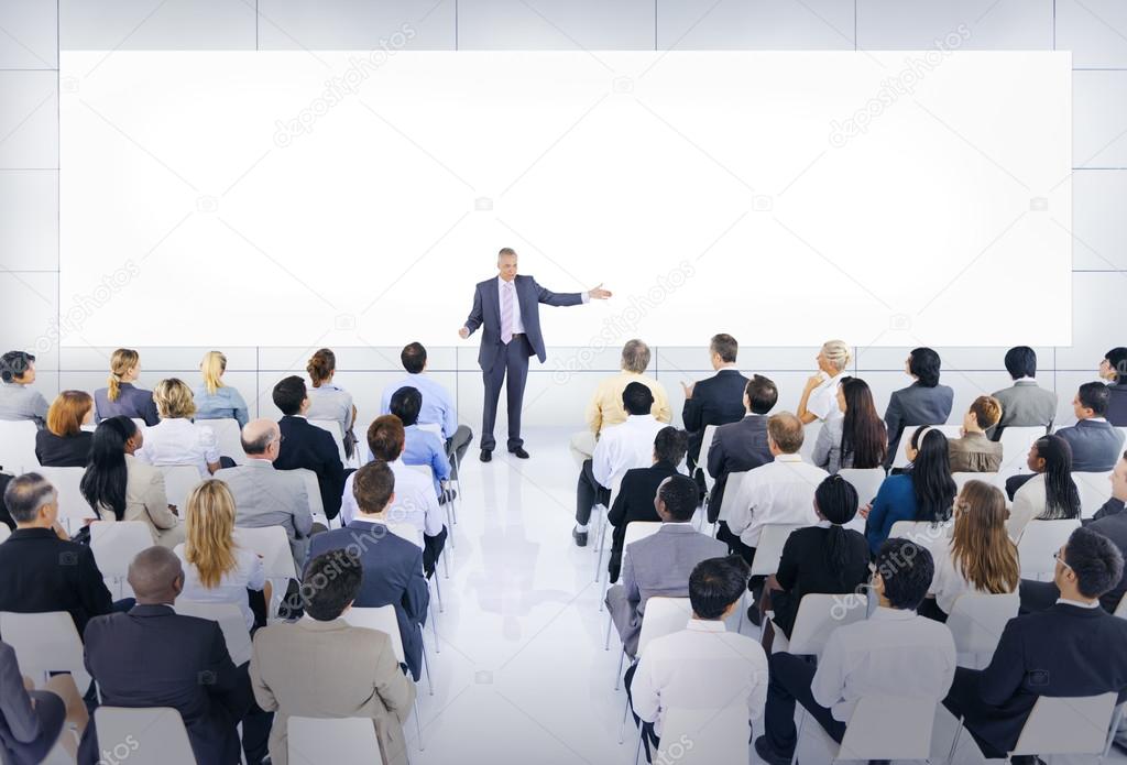 Group of business people and presentation
