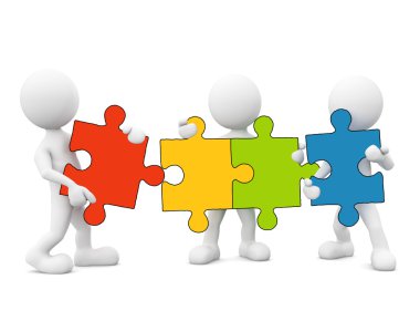 3d erkekler tutan Jigsaw bağlı
