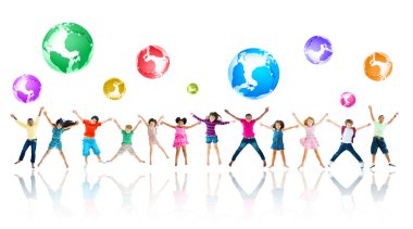 Group of Children Jumping clipart