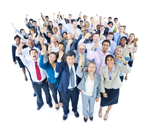 Bedrijfspersonen met handen omhoog — Stockfoto