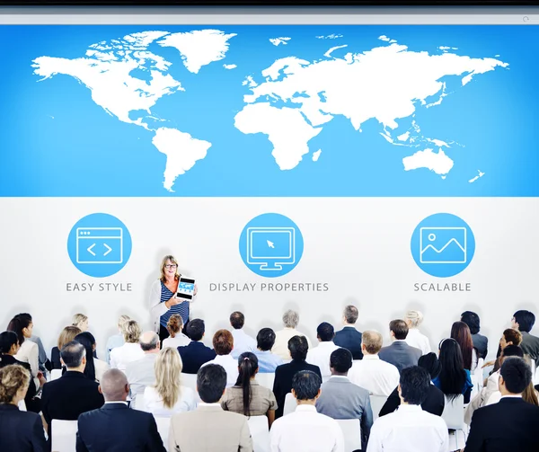 Business People and World Map — Stock Photo, Image