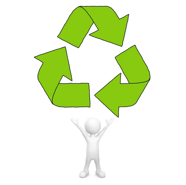3D man with Recycle symbol — Stock Photo, Image
