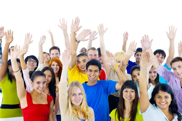 People raised hands — Stock Photo, Image