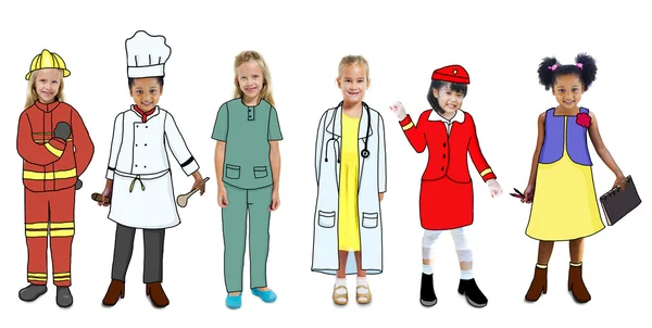 Children in Dreams Job Uniforms — Stock Photo, Image