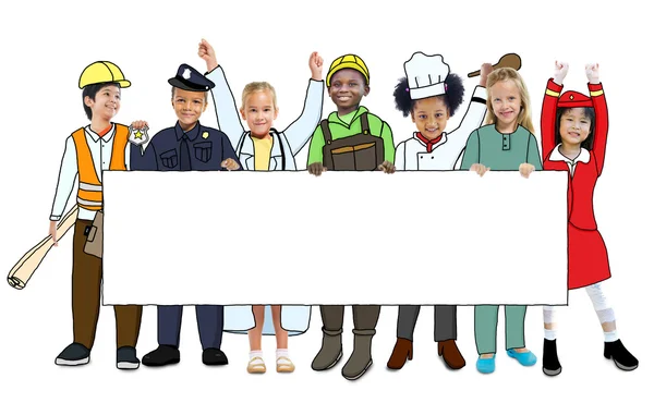 Niños en sueños uniforme de trabajo —  Fotos de Stock