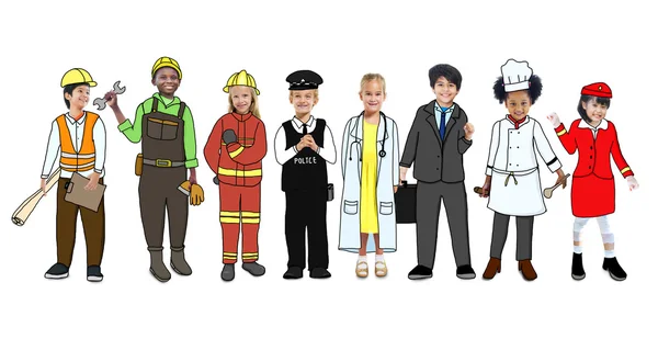 Children Wearing Future Job Uniforms — Stock Photo, Image