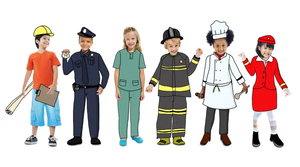 Niños que usan uniformes de trabajo futuros — Foto de Stock