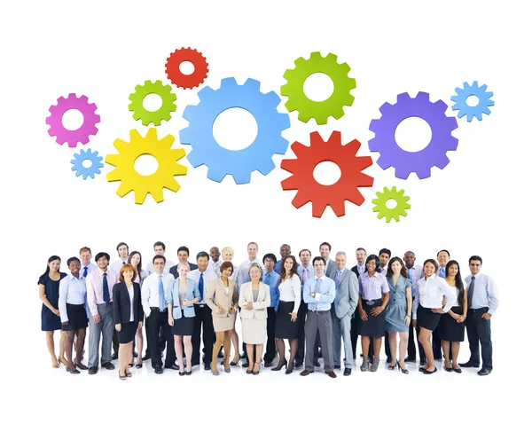 Business People and gears — Stock Photo, Image