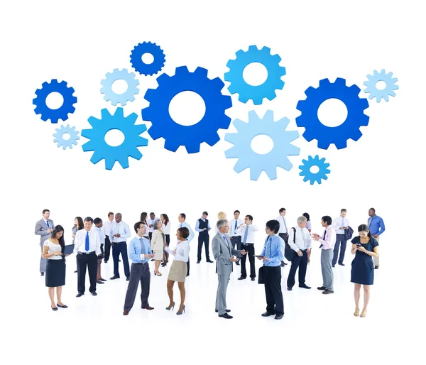 Business People and gears — Stock Photo, Image